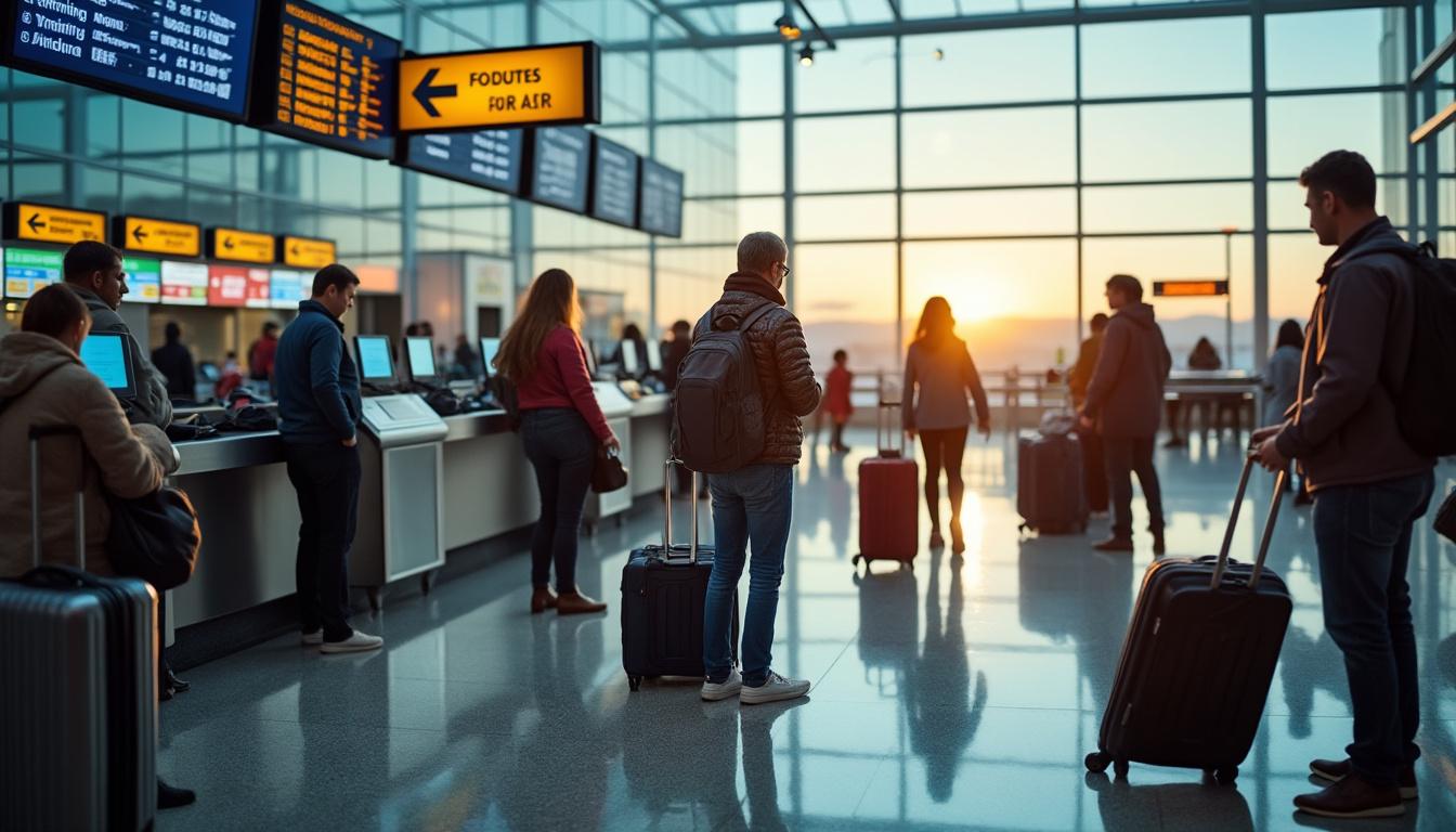 Illustration: Les étapes du parcours à l’aéroport avant l’embarquement