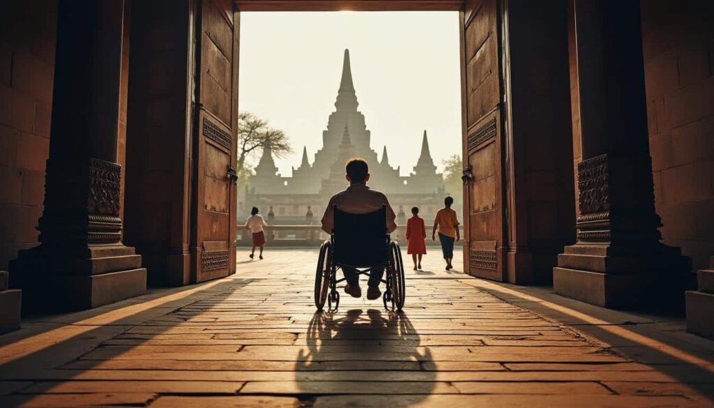 Accès des temples de Birmanie en fauteuil roulant : guide pratique