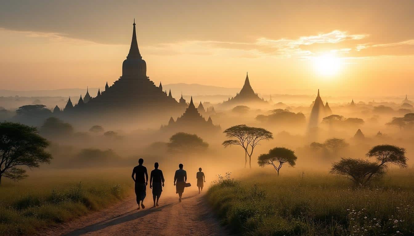 Illustration: Explorer les temples emblématiques de Birmanie lors d’un accès matinal enveloppé de brume