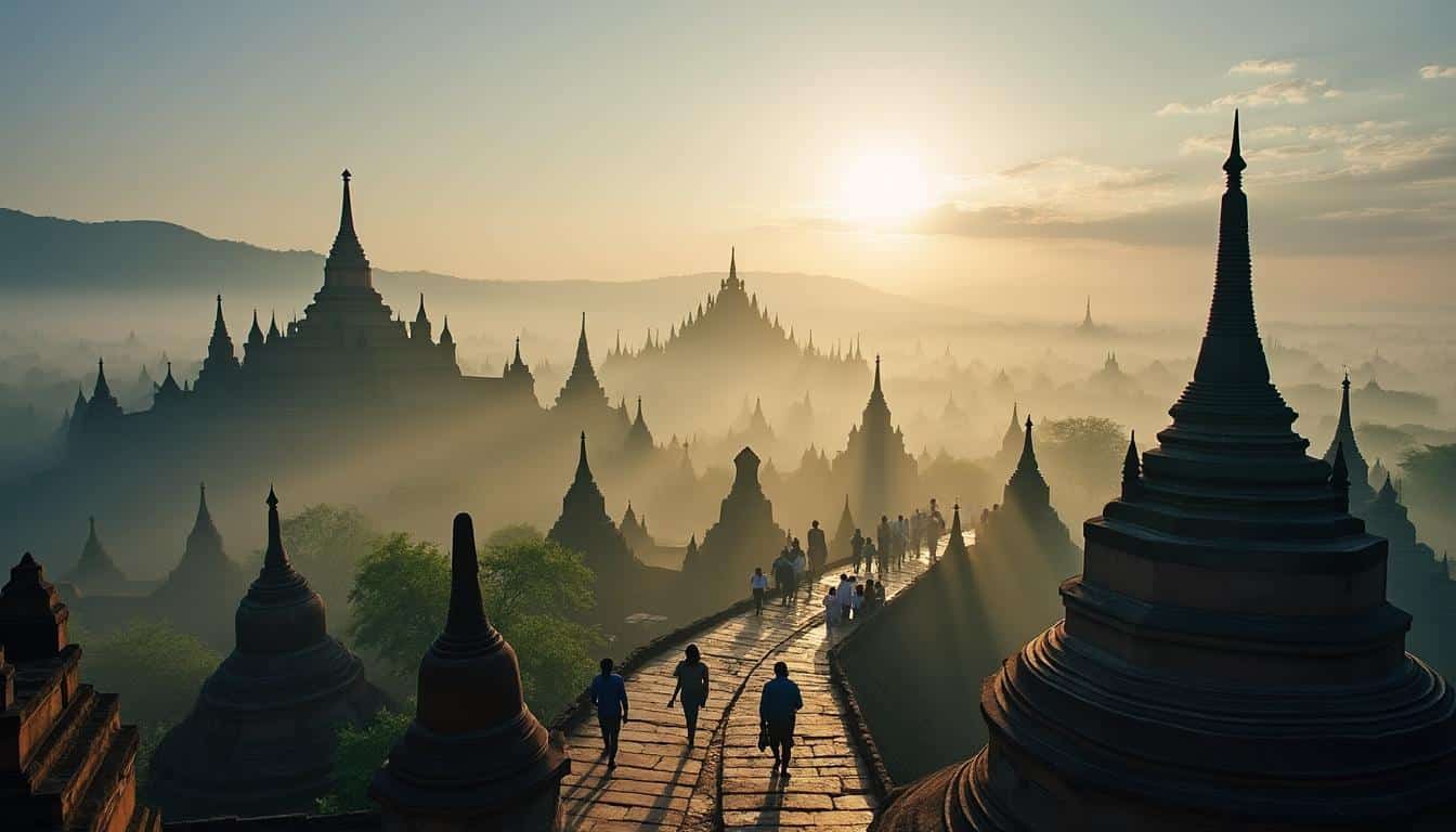 Temples de Birmanie : accès au matin dans la brume magique