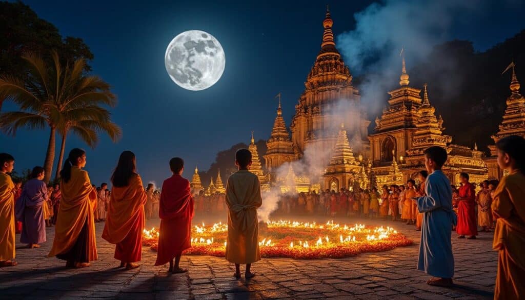 Temples de Birmanie cérémonie pleine lune : rituels et spiritualité