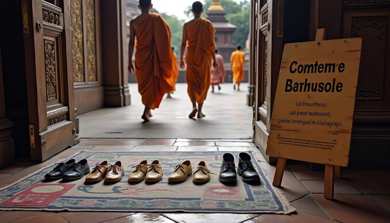 Temples Birmanie : chaussure et consigne à l’entrée expliquées
